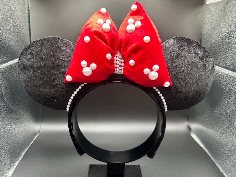 Classic Pearl & Velvet Ears &mdash; handmade ear headband by Cluless Designs