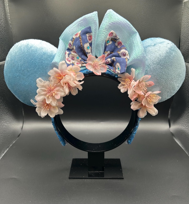 Enchanted Blue Blossom Ears &mdash; handmade ear headband by Cluless Designs